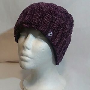 Heat Holders Womens Plush Lined Purple Knit Beanie Hat